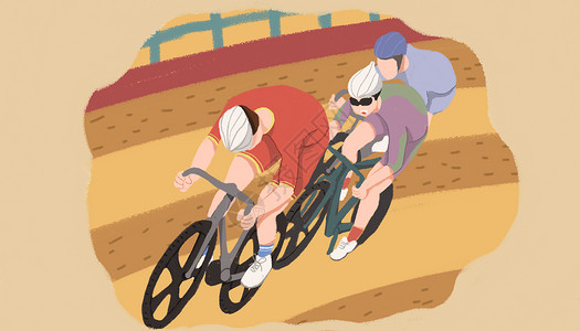 运动场地场地自行车比赛插画