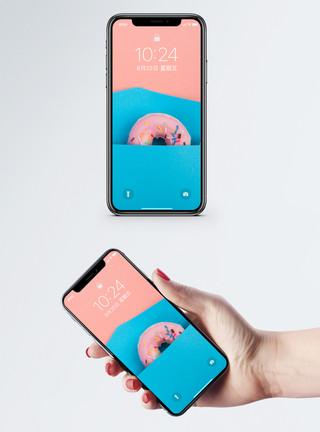 美食色彩创意甜甜圈手机壁纸模板