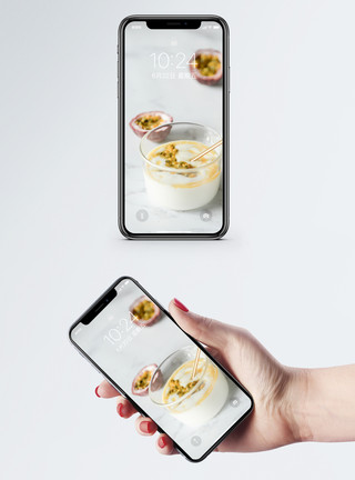 甜品摆拍百香果酸奶手机壁纸模板