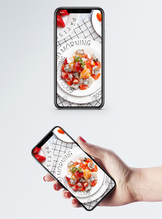 美食促销水果沙拉图手机壁纸模板