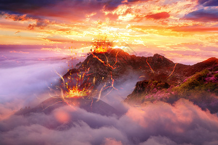 巴厘岛火山魔幻火山场景设计图片