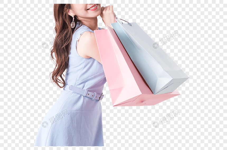 购物狂欢展示购物袋的女性图片
