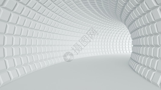 抽象未来科技方块墙壁科幻3d通道场景设计图片