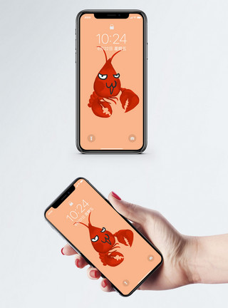 卡通小龙虾手机壁纸模板