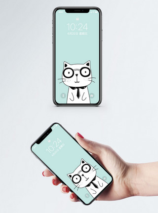 小猫插画小猫手机壁纸模板