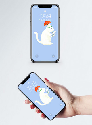 卡通猫猫卡通猫与花手机壁纸模板