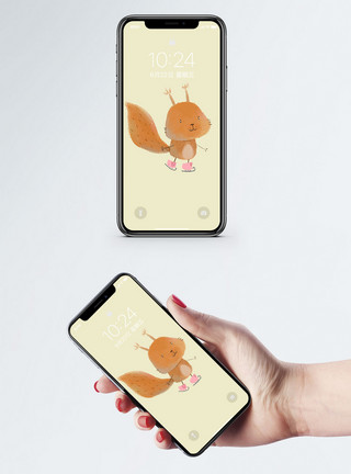 可爱松鼠吃栗子小松鼠手机壁纸模板