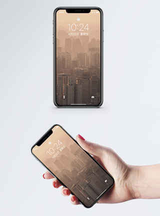 上海高清素材迷雾城市手机壁纸模板