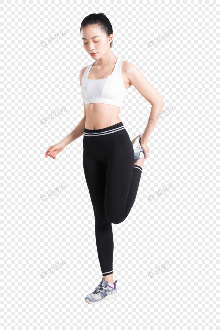 年轻女性运动健身拉伸准备动作图片