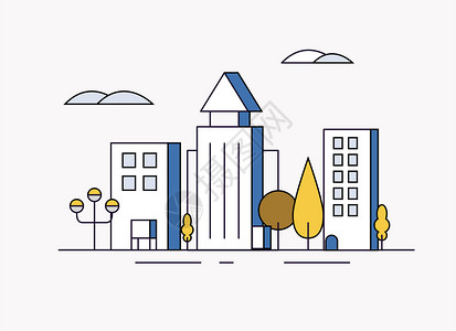 在线教育app启动页简约城市插画插画