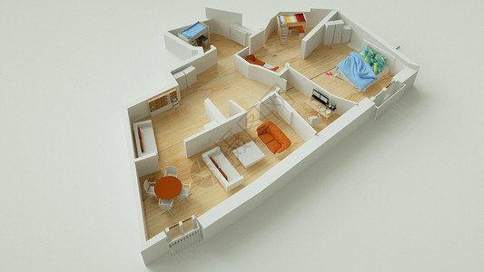 宝贝小床用品海报住宅室内模型设计图片