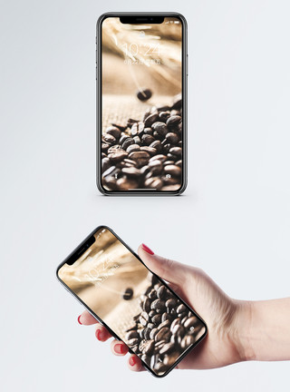 心形咖啡素材咖啡豆手机壁纸模板
