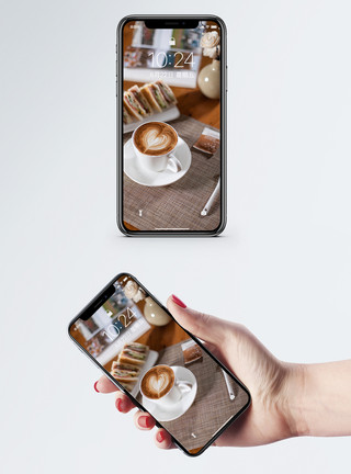 拉花烤肠咖啡三明治手机壁纸模板