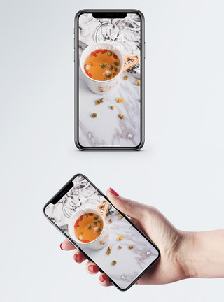 清火食物素材枸杞花茶手机壁纸模板