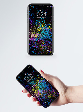 彩色光点光效炫彩科技粒子手机壁纸模板