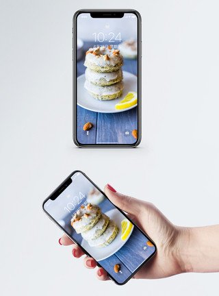 可口美食蛋糕杏仁糕点手机壁纸模板