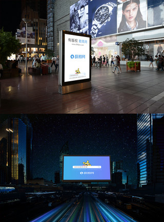 广告背景图素材广场广告样机场景模板