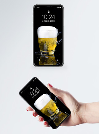 一杯溢出啤酒啤酒手机壁纸模板