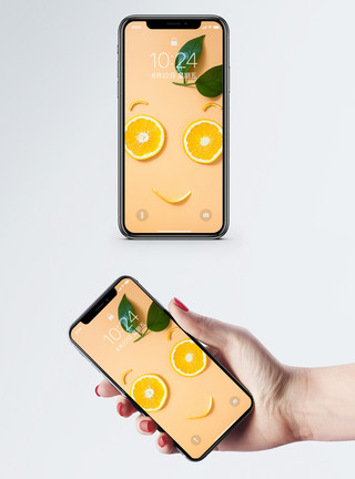 美味的新鲜的创意橙子手机壁纸模板