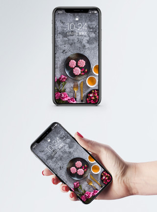 广东特色美食冰皮月饼手机壁纸模板