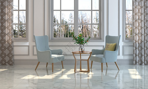 两把椅子北欧风室内家居设计图片
