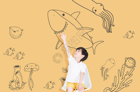 海洋生物素材儿童的想象力设计图片