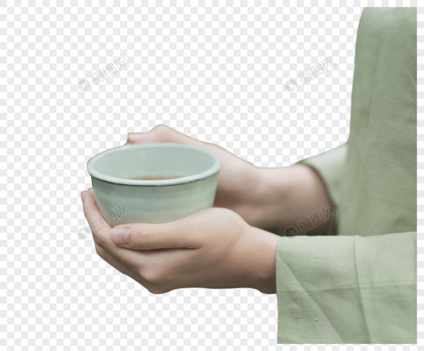 手捧茶杯图片