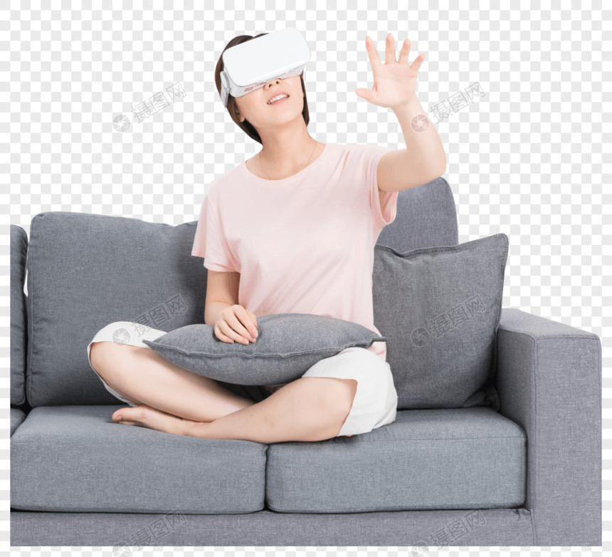 居家女性使用Vr眼镜图片