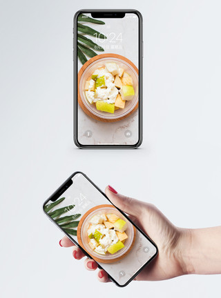 手机摆放水果沙拉手机壁纸模板