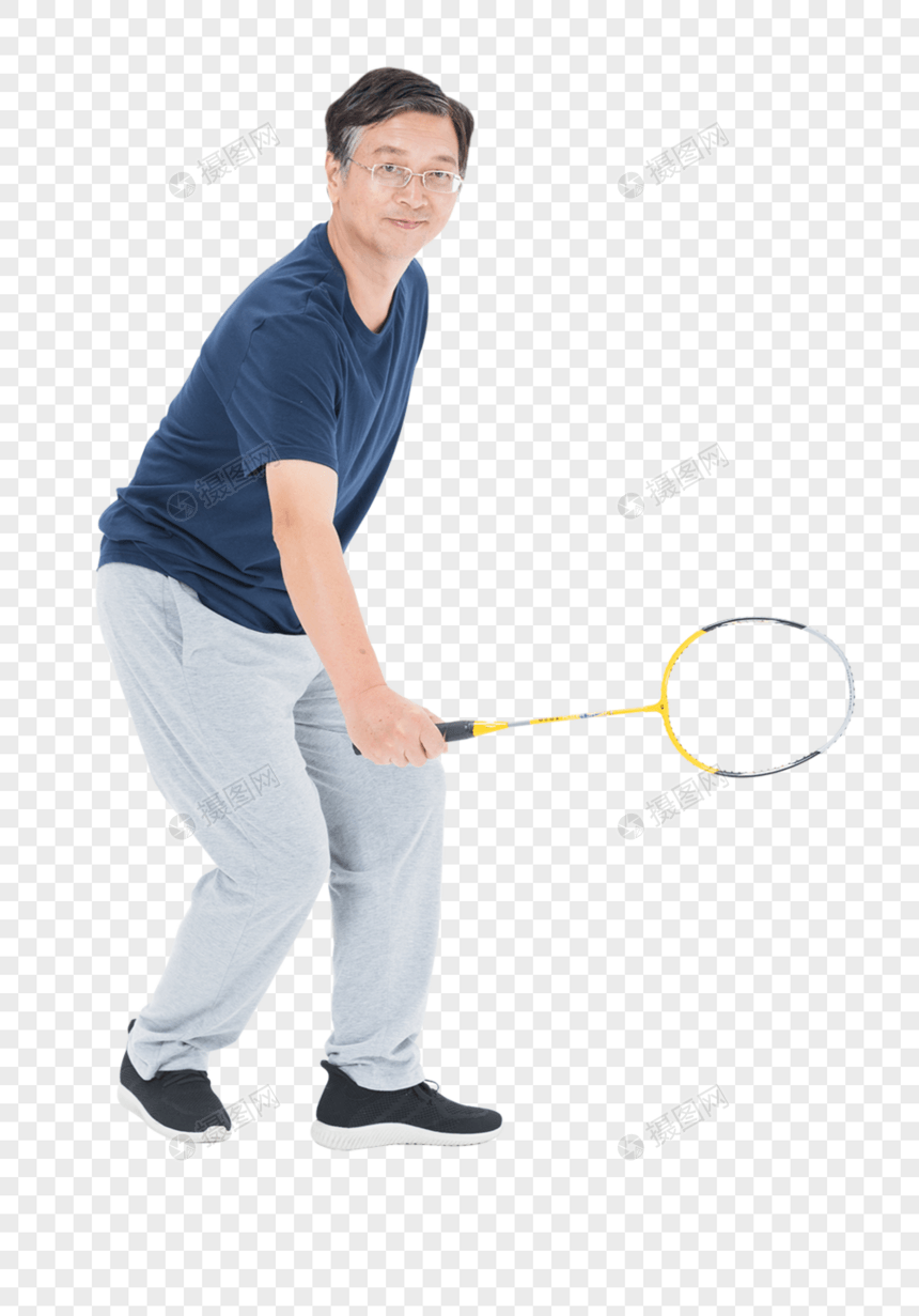 老年人运动健身打羽毛球图片