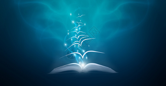 蓝色的鸟魔法书背景设计图片