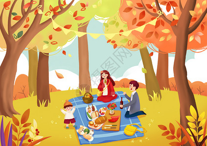 秋游野餐背景图片