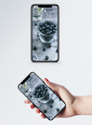 玻璃杯壁纸蓝莓手机壁纸模板