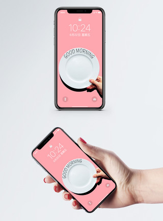 粉红底色粉色盘子手机壁纸模板