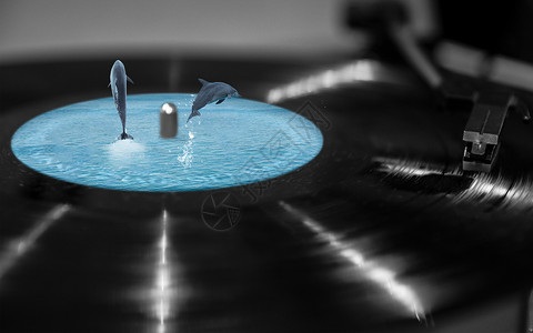 唱片机唱片海豚设计图片