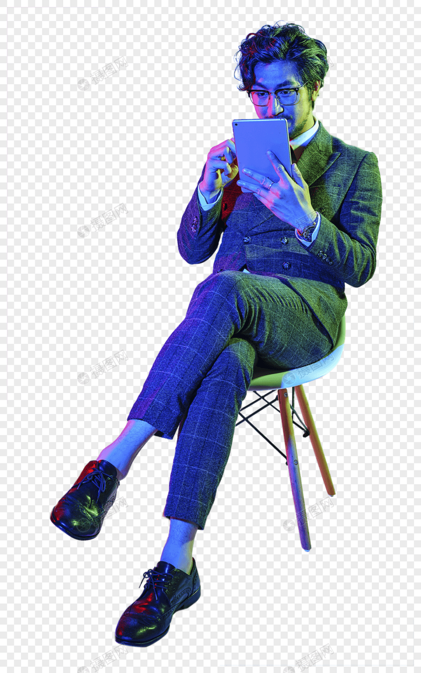 商务男性色彩创意使用平板电脑图片