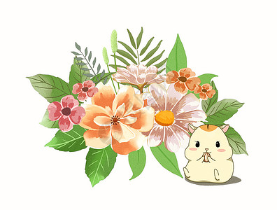 花卉动物插画图片