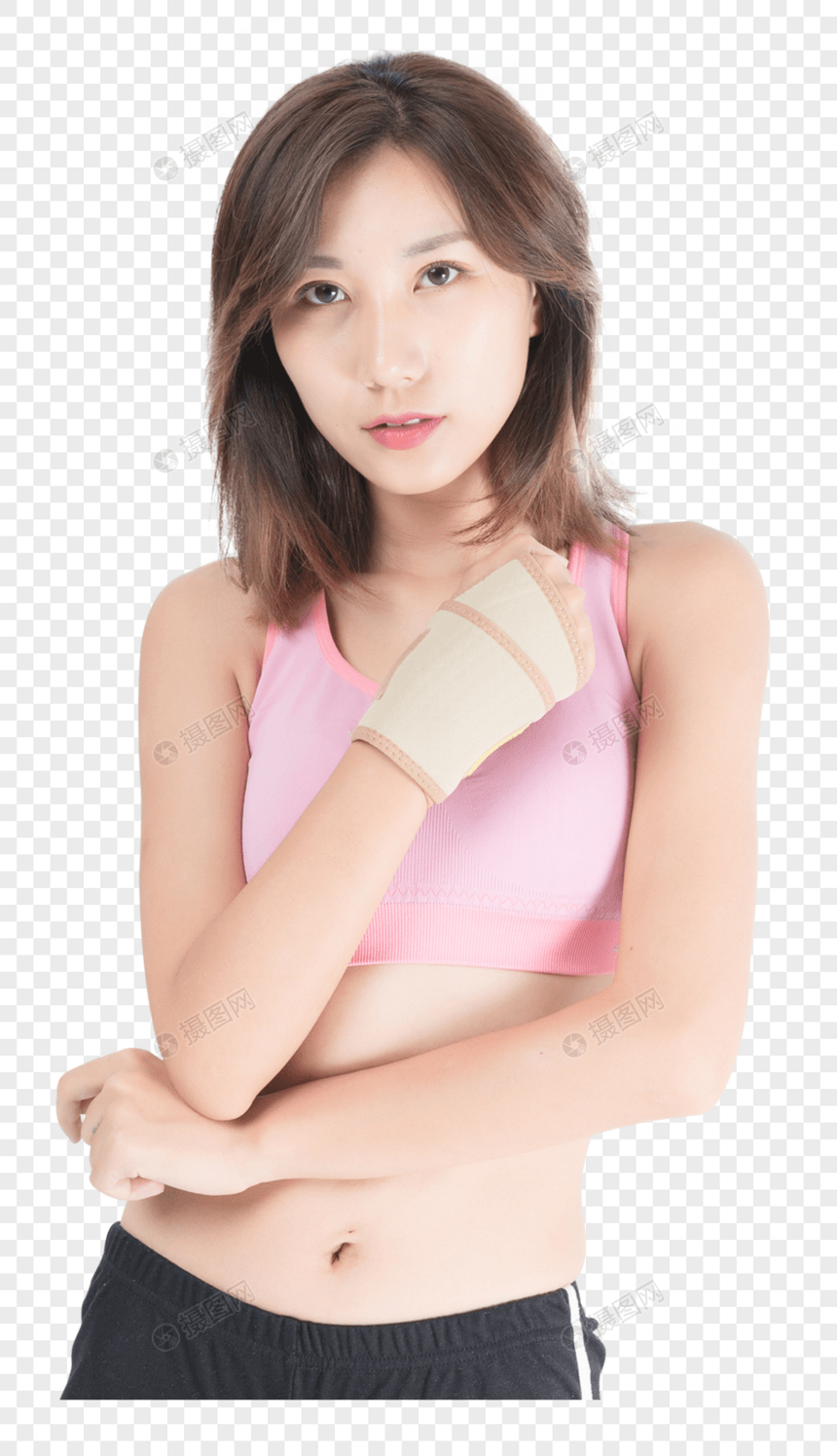 戴手掌护具的女性图片
