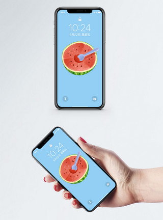 吃饭勺子夏日西瓜手机壁纸模板