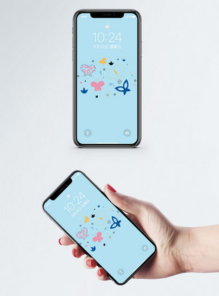 飞吻蝴蝶手机壁纸模板
