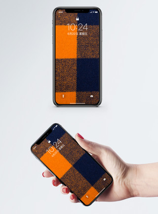 橙色壁纸格纹布料背景手机壁纸模板