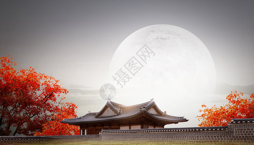 大月亮背景海报中秋节设计图片