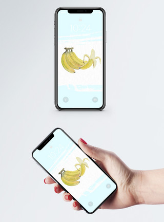 水彩水果香蕉手机壁纸模板