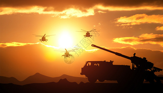 军用设备战争演习场景设计图片