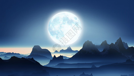 圆月星空中秋节月亮设计图片