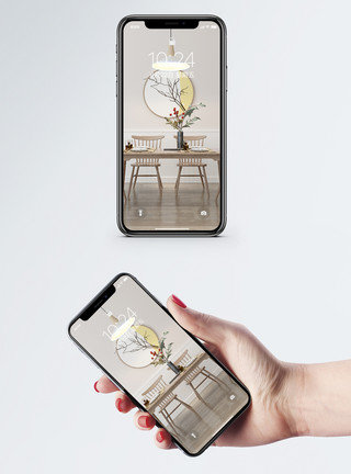 实木画框简约餐厅手机壁纸模板