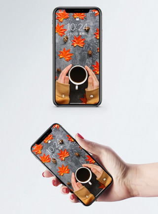 秋冬咖啡温暖枫叶图咖啡枫叶手机壁纸模板