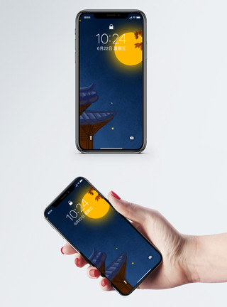 中秋月亮夜晚月亮手机壁纸模板