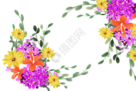 数字平台花卉背景插画