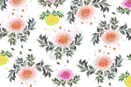 矢量粉色装饰花花卉植物背景插画